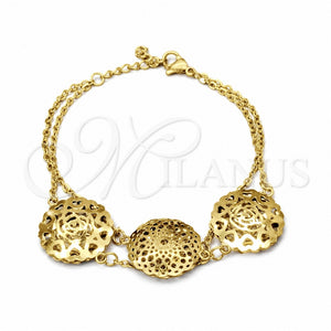 Pulsera Elegante 03.63.22118.07 Acero Inoxidable, Diseño de Flor, Pulido, Tono Dorado (02 MM Thickness, 7 Inches Length)