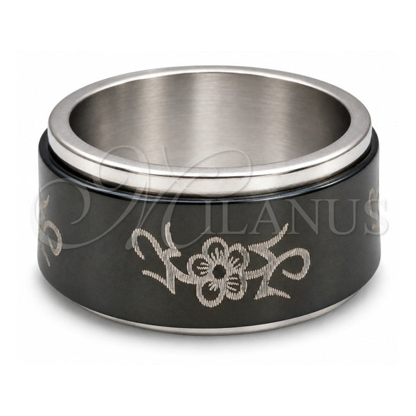 Anillo de Hombre 01.63.0613.08 Acero Inoxidable, Diseño de Amor y Duplo, Esmaltado Negro, Tono Plateado (Tamaño 8)