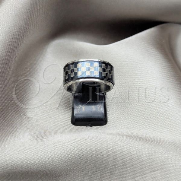 Anillo de Hombre 01.63.0613.10 Acero Inoxidable, Diseño de Duplo, Esmaltado Negro, Tono Plateado (Size 10)