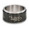 Anillo de Hombre 01.63.0613.10 Acero Inoxidable, Diseño de Duplo, Esmaltado Negro, Tono Plateado (Tamaño 10)