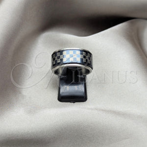 Anillo de Hombre 01.63.0613.11 Acero Inoxidable, Diseño de Duplo, Esmaltado Negro, Tono Plateado (Size 11)