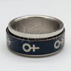 Anillo de Hombre 01.63.0614.05 Acero Inoxidable, Diseño de Flecha y Duplo, Esmaltado Azul, Tono Plateado (Size 5)