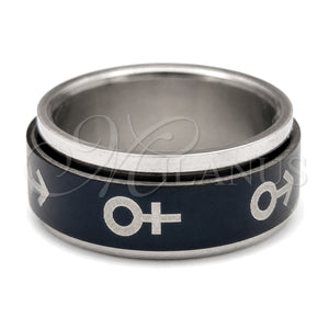 Anillo de Hombre 01.63.0614.05 Acero Inoxidable, Diseño de Flecha y Duplo, Esmaltado Azul, Tono Plateado (Size 5)