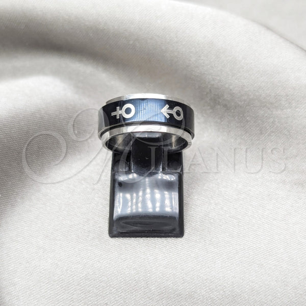 Anillo de Hombre 01.63.0614.05 Acero Inoxidable, Diseño de Flecha y Duplo, Esmaltado Azul, Tono Plateado (Size 5)