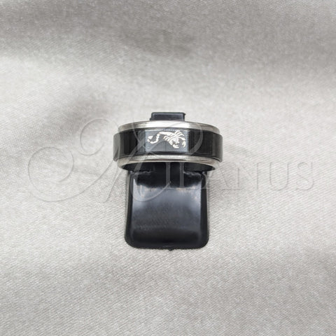 Anillo de Hombre 01.63.0615.06 Acero Inoxidable, Diseño de Trébol de Cuatro Hojas y Escorpión, Esmaltado Negro, Tono Plateado (Size 6)