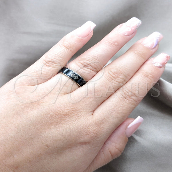 Anillo de Hombre 01.63.0616.07 Acero Inoxidable, Diseño de Flor y Escorpión, Esmaltado Azul, Tono Plateado (Size 7)