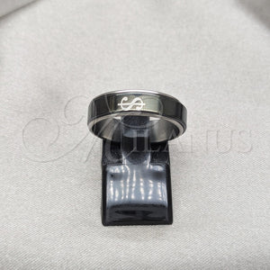 Anillo de Hombre 01.63.0617.11 Acero Inoxidable, Diseño de Trébol de Cuatro Hojas y Duplo, Esmaltado Negro, Tono Plateado (Size 11)