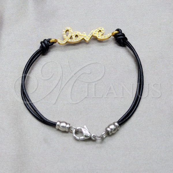 Pulsera Elegante 03.63.22129.08 Acero Inoxidable, Diseño de Amor, con Blanca Cristal, Pulido, Tono Dorado (03 MM Thickness, 8 Inches Length)