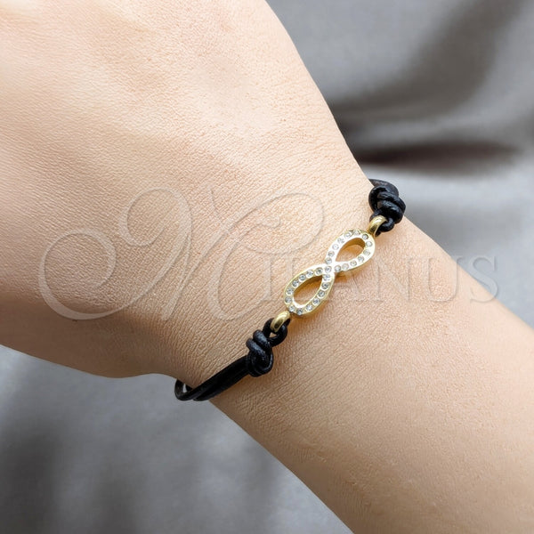 Pulsera Elegante 03.63.22130.08 Acero Inoxidable, Diseño de Infinito, con Blanca Cristal, Pulido, Tono Dorado (03 MM Thickness, 8 Inches Length)
