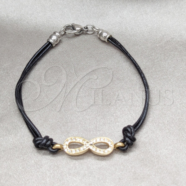 Pulsera Elegante 03.63.22130.08 Acero Inoxidable, Diseño de Infinito, con Blanca Cristal, Pulido, Tono Dorado (03 MM Thickness, 8 Inches Length)