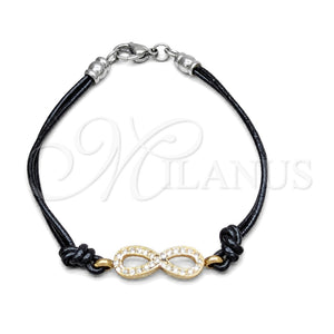 Pulsera Elegante 03.63.22130.08 Acero Inoxidable, Diseño de Infinito, con Blanca Cristal, Pulido, Tono Dorado (03 MM Thickness, 8 Inches Length)