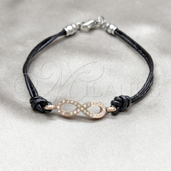 Pulsera Elegante 03.63.22131.07 Acero Inoxidable, Diseño de Infinito, con Blanca Cristal, Pulido, Tono Rosado (03 MM Thickness, 7 Inches Length)