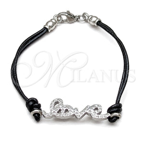 Pulsera Elegante 03.63.22132.08 Acero Inoxidable, Diseño de Amor, con Blanca Cristal, Pulido, Tono Plateado (03 MM Thickness, 8 Inches Length)