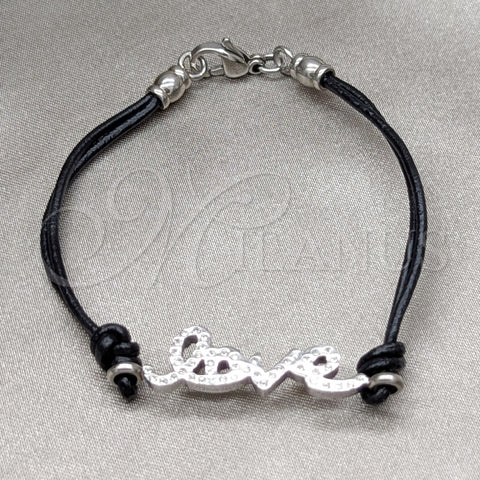 Pulsera Elegante 03.63.22132.08 Acero Inoxidable, Diseño de Amor, con Blanca Cristal, Pulido, Tono Plateado (03 MM Thickness, 8 Inches Length)