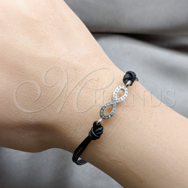 Pulsera Elegante 03.63.22135.07 Acero Inoxidable, Diseño de Infinito, con Blanca Cristal, Pulido, Tono Plateado (03 MM Thickness, 7 Inches Length)
