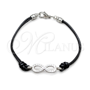 Pulsera Elegante 03.63.22135.07 Acero Inoxidable, Diseño de Infinito, con Blanca Cristal, Pulido, Tono Plateado (03 MM Thickness, 7 Inches Length)