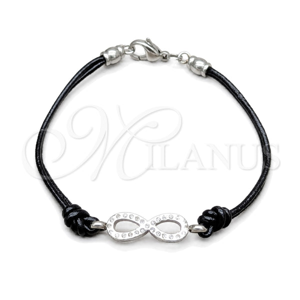 Pulsera Elegante 03.63.22135.07 Acero Inoxidable, Diseño de Infinito, con Blanca Cristal, Pulido, Tono Plateado (03 MM Thickness, 7 Inches Length)