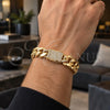 Pulsera Elegante 03.156.0043.08 Oro Laminado, Diseño de Miami Cubana y Cierre De Cajon, con Zirconia Cubica Blanca, Pulido, Tono Dorado (Grosor 15 MM, 8 Pulgadas de Largo)