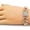 Pulsera Elegante 03.156.0043.08 Oro Laminado, Diseño de Miami Cubana, con Blanca Zirconia Cubica, Pulido, Tono Dorado (15 MM Thickness, 8 Inches Length)