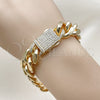 Pulsera Elegante 03.156.0043.08 Oro Laminado, Diseño de Miami Cubana, con Blanca Zirconia Cubica, Pulido, Tono Dorado (15 MM Thickness, 8 Inches Length)