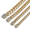 Pulsera Elegante 03.156.0043.08 Oro Laminado, Diseño de Miami Cubana, con Blanca Zirconia Cubica, Pulido, Tono Dorado (15 MM Thickness, 8 Inches Length)