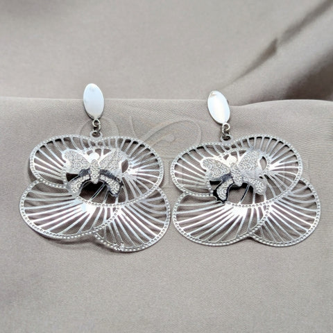 Arete Largo 02.63.2813 Acero Inoxidable, Diseño de Corazon, Pulido, Acero