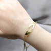 Pulsera de Dije 03.63.22138.08 Acero Inoxidable, Diseño de Gota, Pulido, Tono Dorado (03 MM Thickness, 8 Inches Length)
