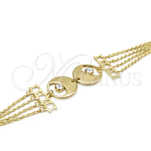 Pulsera Solida 03.63.22141.08 Acero Inoxidable, Diseño de Estrella, con Blanca Cristal, Pulido, Tono Dorado (02 MM Thickness, 8 Inches Length)