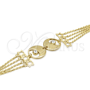 Pulsera Solida 03.63.22141.08 Acero Inoxidable, Diseño de Estrella, con Blanca Cristal, Pulido, Tono Dorado (02 MM Thickness, 8 Inches Length)