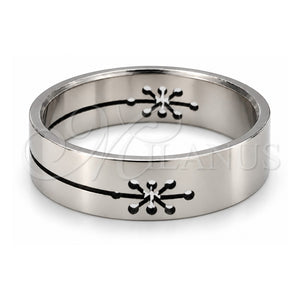 Anillo de Hombre 01.63.0618.07 Acero Inoxidable, Diseño de Delfín y Cruz, Pulido, Tono Plateado (Tamaño 7)