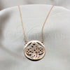 Collares con Dije 04.63.1428.16 Acero Inoxidable, Diseño de Flor, Pulido, Tono Rosado (01 MM Thickness, 16 Inches Length)