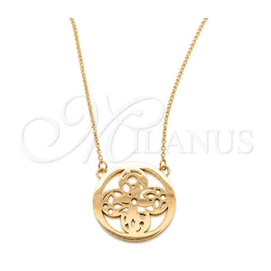 Collares con Dije 04.63.1428.16 Acero Inoxidable, Diseño de Flor, Pulido, Tono Rosado (01 MM Thickness, 16 Inches Length)