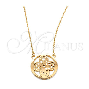Collares con Dije 04.63.1428.16 Acero Inoxidable, Diseño de Flor, Pulido, Tono Rosado (01 MM Thickness, 16 Inches Length)