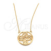 Collares con Dije 04.63.1428.16 Acero Inoxidable, Diseño de Flor, Pulido, Tono Rosado (01 MM Thickness, 16 Inches Length)