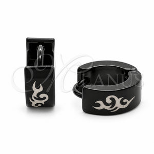 Argolla Huggie 02.63.2823.10 Acero Inoxidable, Diseño de Escorpión, Esmaltado Negro, Tono Plateado