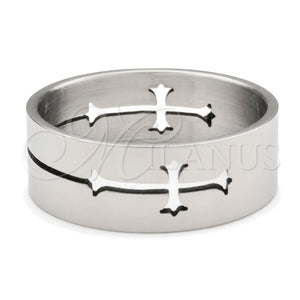 Anillo de Hombre 01.63.0619.05 Acero Inoxidable, Diseño de Cruz, Pulido, Tono Plateado (Size 5)