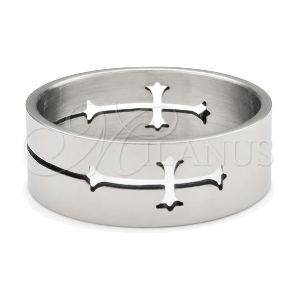 Anillo de Hombre 01.63.0619.05 Acero Inoxidable, Diseño de Cruz, Pulido, Tono Plateado (Size 5)