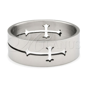 Anillo de Hombre 01.63.0619.05 Acero Inoxidable, Diseño de Cruz, Pulido, Tono Plateado (Size 5)