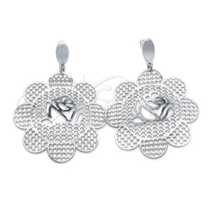 Argolla Grande 02.63.2827 Acero Inoxidable, Diseño de Flor, Pulido, Tono Plateado