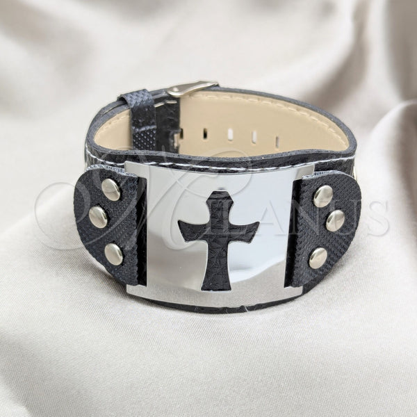 Pulsera Elegante 03.63.22145.09 Acero Inoxidable, Diseño de Cruz, Pulido, Tono Plateado (40 MM Thickness, 9 Inches Length)