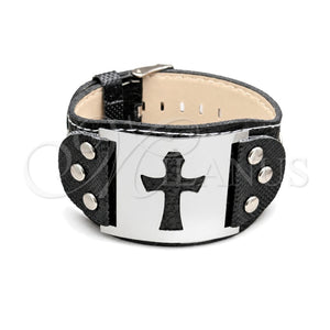 Pulsera Elegante 03.63.22145.09 Acero Inoxidable, Diseño de Cruz, Pulido, Tono Plateado (40 MM Thickness, 9 Inches Length)