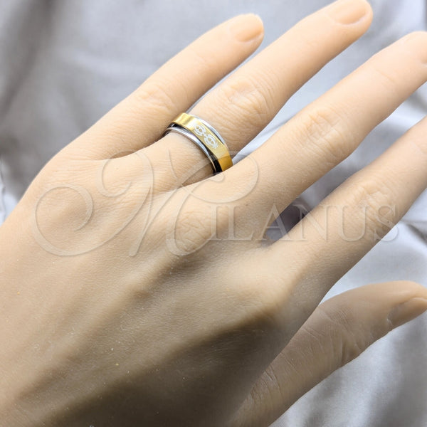 Anillo de Hombre 01.63.0622.09 Acero Inoxidable, Diseño de Pies y Duplo, Pulido, Tono Dorado (Size 9)
