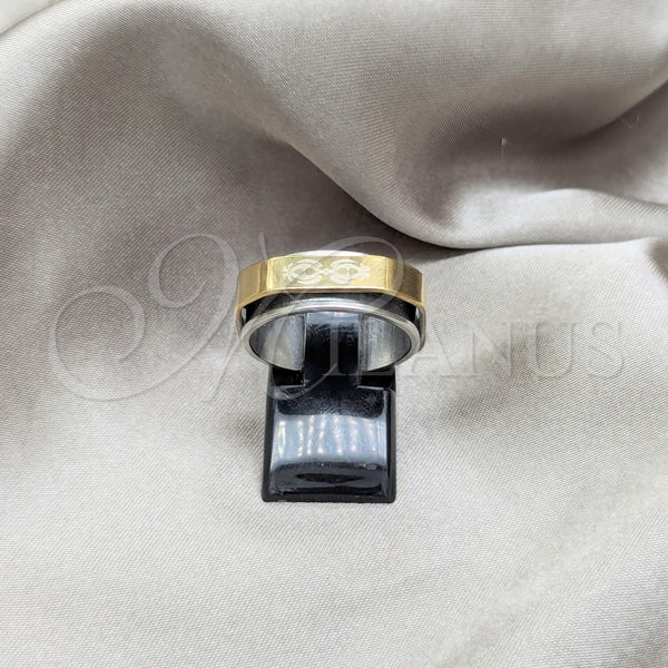Anillo de Hombre 01.63.0622.09 Acero Inoxidable, Diseño de Pies y Duplo, Pulido, Tono Dorado (Size 9)