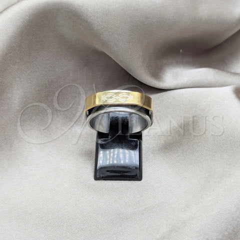Anillo de Hombre 01.63.0622.09 Acero Inoxidable, Diseño de Pies y Duplo, Pulido, Tono Dorado (Size 9)