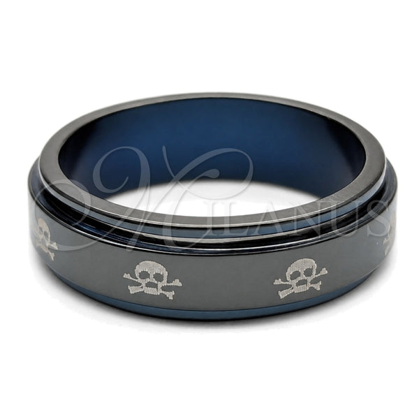 Anillo de Hombre 01.63.0624.08 Acero Inoxidable, Diseño de Calavera y Corazón, Esmaltado Gris, Tono Plateado (Size 8)