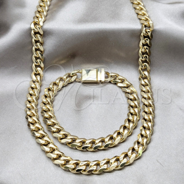Collar y Pulsera 06.63.0301.30 Acero Inoxidable, Diseño de Miami Cubana, Pulido, Tono Dorado