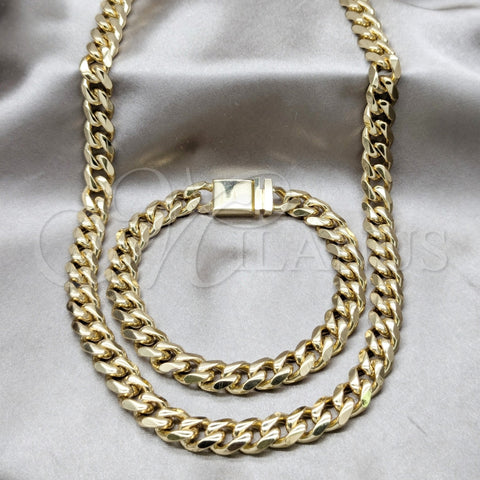 Collar y Pulsera 06.63.0301.30 Acero Inoxidable, Diseño de Miami Cubana, Pulido, Tono Dorado