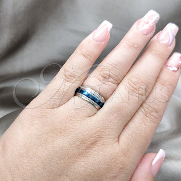 Anillo de Hombre 01.63.0633.07 Acero Inoxidable, Esmaltado Azul, Tono Plateado (Size 7)