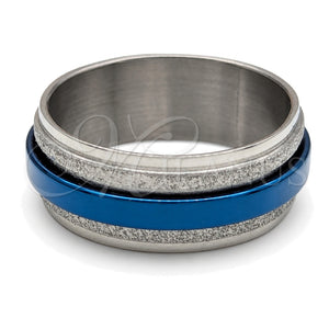 Anillo de Hombre 01.63.0633.07 Acero Inoxidable, Esmaltado Azul, Tono Plateado (Size 7)