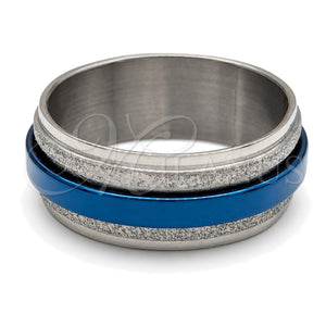 Anillo de Hombre 01.63.0633.07 Acero Inoxidable, Esmaltado Azul, Tono Plateado (Size 7)